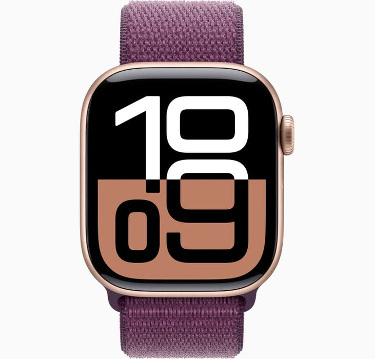 Apple Watch Series 10 42mm Rose Gold Aluminium Case With Plum Sport Loop Gps Mwwk3qc/a - 1