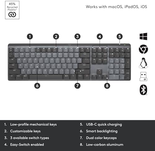 Logitech MX Mechanical Mini Wireless Keyboard - Compact Design for Mac - Image 8