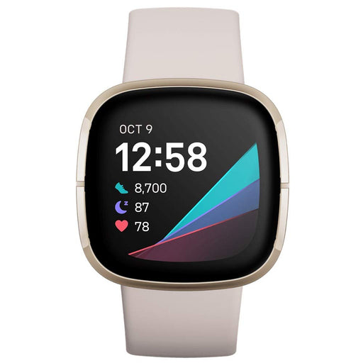 Fitbit Sense GPS Smartwatch (FB512) (Lunar White / Soft Gold Stainless Steel) - 1