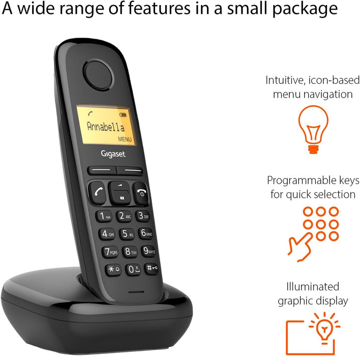 Gigaset Wireless Landline Phone A170 Black (S30852-H2802-D201) - 6