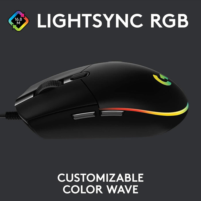Logitech G102 Light Sync Gaming Mouse - Customizable RGB Lighting - Black - Image 2