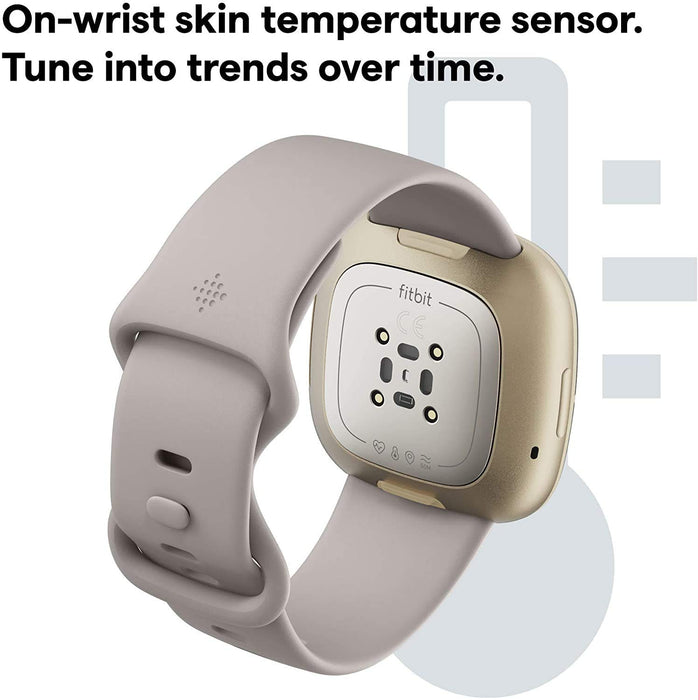 Fitbit Sense GPS Smartwatch (FB512) (Lunar White / Soft Gold Stainless Steel) - 5