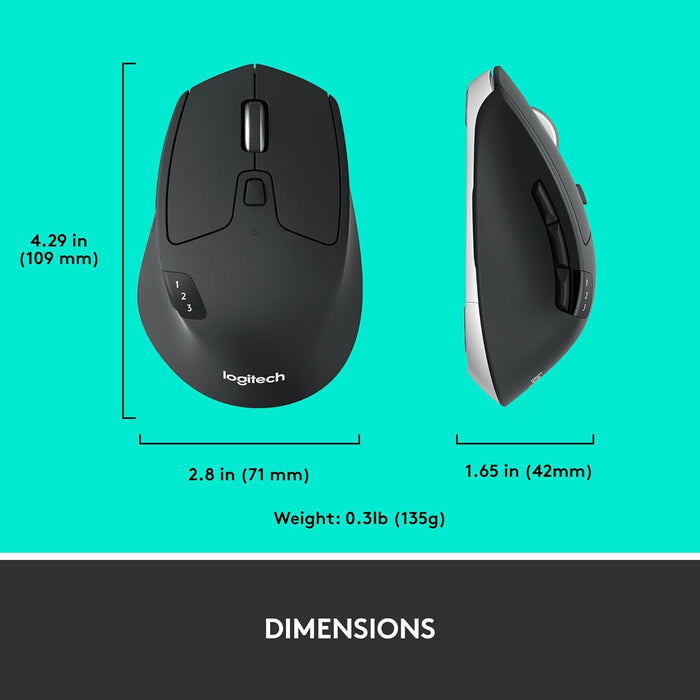 Logitech M720 Wireless Triathlon Mouse - Versatile Multi-Device Connectivity - Image 9