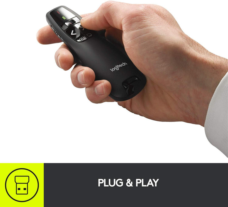 Logitech R400 Wireless Laser Presentation Remote - Black, 910-001363 - Image 3