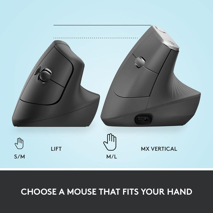 Logitech Lift Ergonomic Mouse - Comfortable Design for Productivity 910-006486 - Image 5