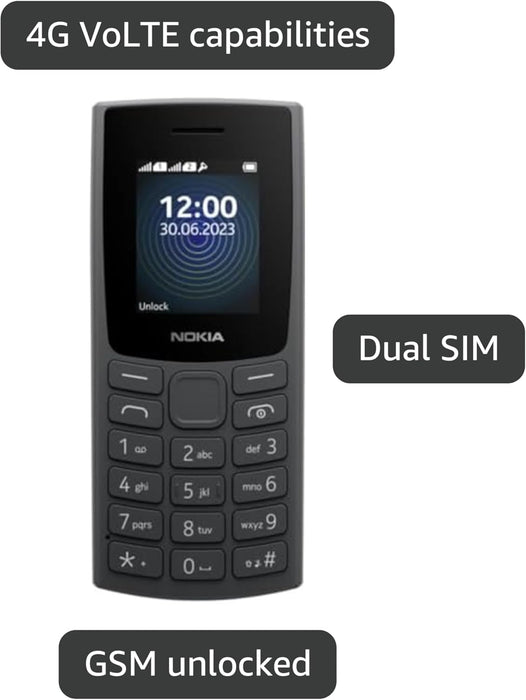 Nokia 105 TA-1546 4G Dual SIM Mobile Phone - Charcoal - Image 3