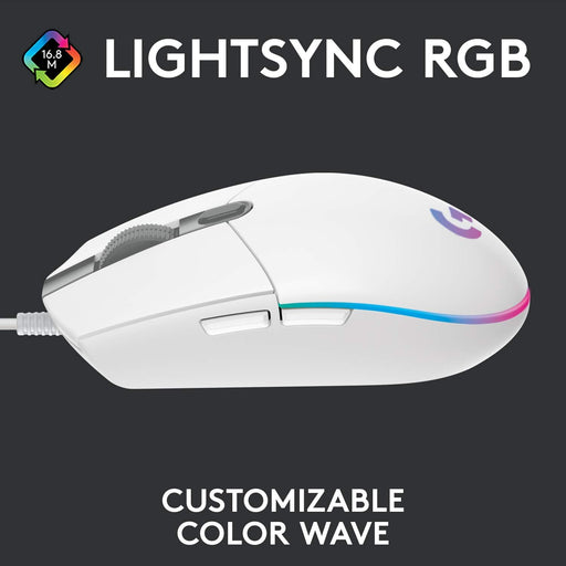 Logitech G102 Light Sync Gaming Mouse - Customizable RGB Lighting - White - Image 2