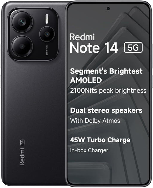 Redmi Note 14 5G Smartphone - 256GB Storage, 8GB RAM, Midnight Black - Image 1