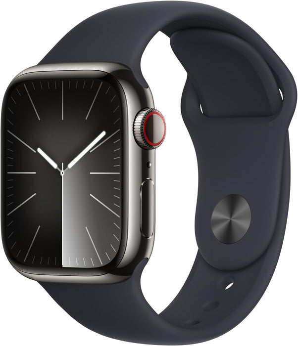 Apple Watch Series 9 45mm - GPS+Cellular Graphite Stainless Steel with Midnight Sport Band - Image 2