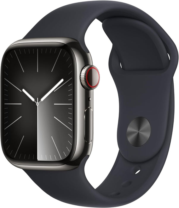 Apple Watch Series 9 41mm GPS+Cellular - Graphite Stainless Steel with Midnight Sport Band - Image 1
