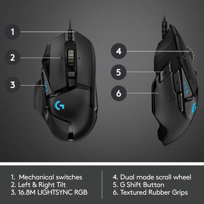Logitech G502 HERO Gaming Mouse - High-Performance RGB Wired Gaming Mouse - Image 6
