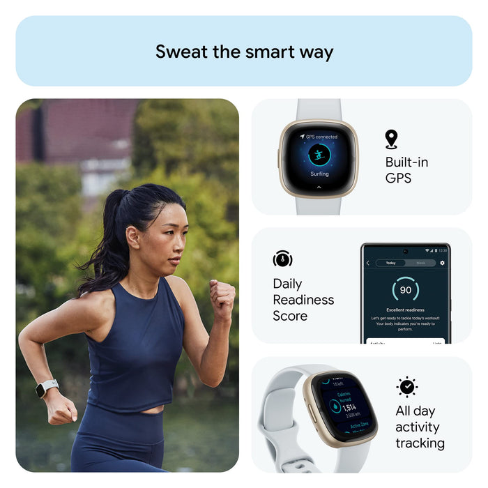 Fitbit Sense 2 GPS Smartwatch (Soft Gold Aluminum Case with Blue Mist Infinity Band) - 5