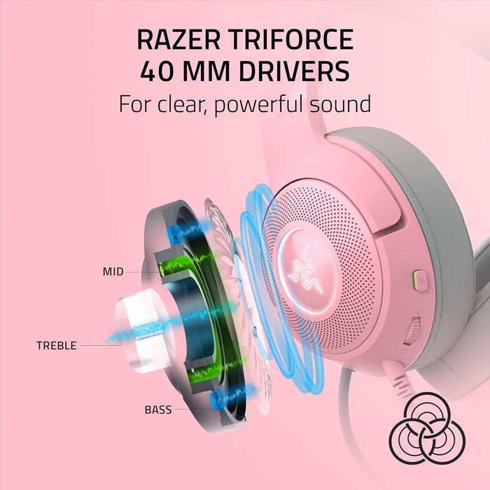 Razer Kraken Kitty V2 Chroma RGB Headphones - Quartz Gaming Headset - Image 5