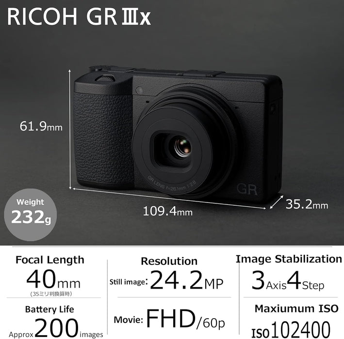 Ricoh GR IIIx Digital Camera - 24MP Compact Camera with 28mm Lens - Image 10