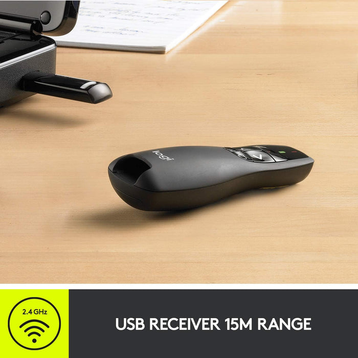 Logitech R400 Wireless Laser Presentation Remote - Black, 910-001363 - Image 5