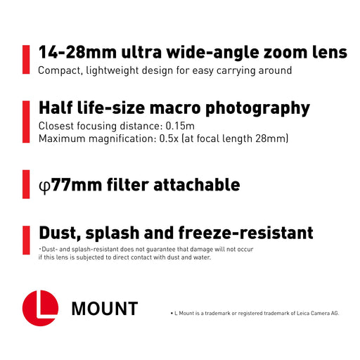Panasonic Lumix 14-28mm F/4-5.6 Marco Lens (S-R1428) (Leica L) - 2