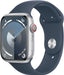 Apple Watch Series 9 45mm GPS+Cellular - Silver Stainless Steel with Storm Blue Sport Band - Image 1