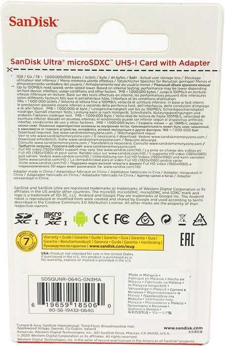 SanDisk Ultra microSD Class 10 - 64GB Memory Card (SDSQUNR-064G-GN3MN) - Image 3
