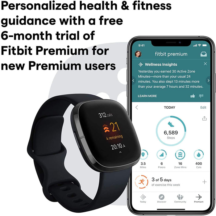 Fitbit Sense GPS Smartwatch (FB512) (Carbon / Graphite Stainless Steel) - 7