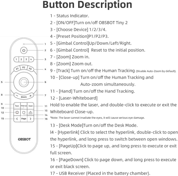 OBSBOT Tiny Series Remote - Intelligent Camera Control - ORB-2209-CT - Image 7