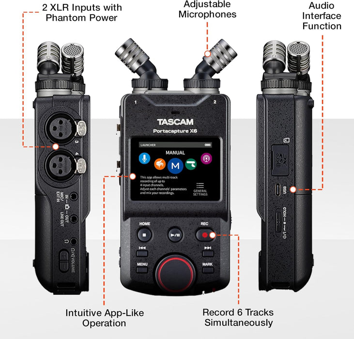 Tascam Portacapture X6 Multitrack Recorder - 6-Track Recording with Touchscreen - Image 11