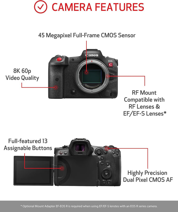 Canon EOS R5C Mirrorless Cinema Camera - 8K Video Recording - Image 3