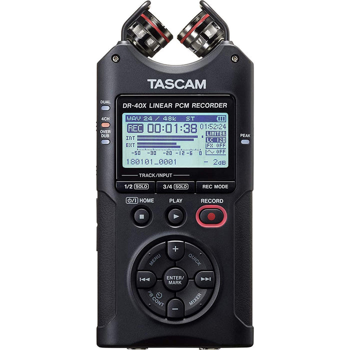 Tascam DR-40X 4-Channel Portable Audio Recorder and USB Interface with Adjustable Mic (DR-40X) - 1