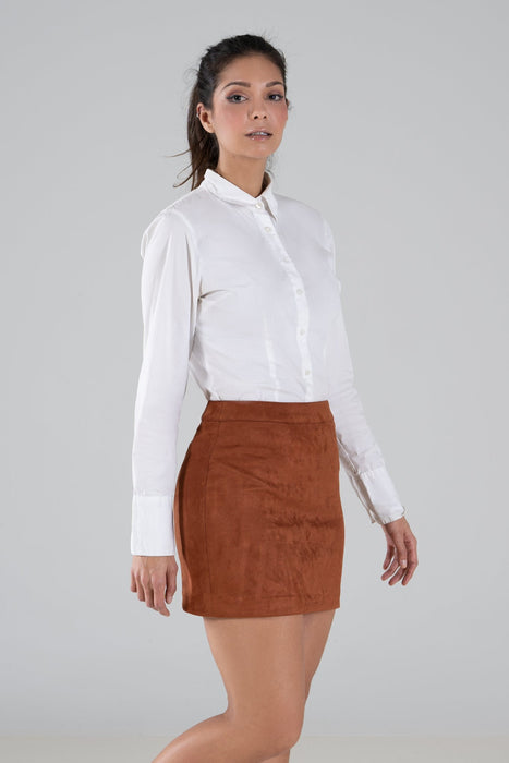 BOHEMIAN RUST FAUX SUEDE MINI SKIRT