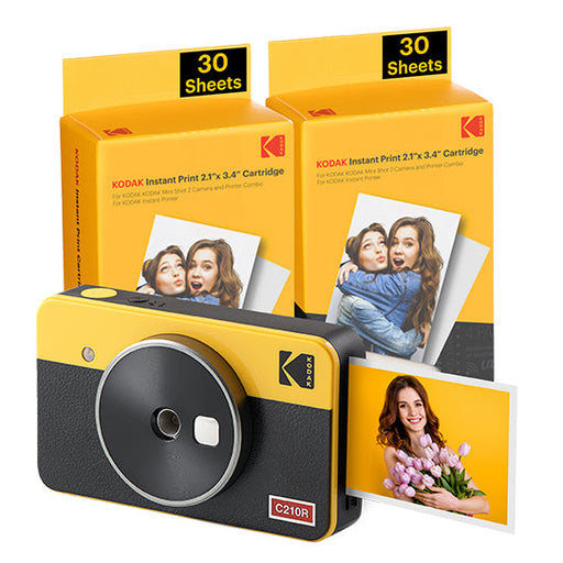 Kodak Mini Shot 2 Retro C210ry60 Portable Wireless Instant Camera and Photo Bundle 2.1x3.4 Yell - 1