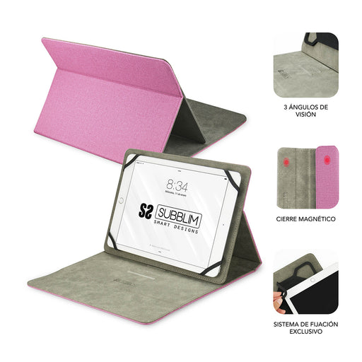 Subblim Universal Clever Stand Tablet Case 10.1" Pink Sub-Cut-1ct003 - 2