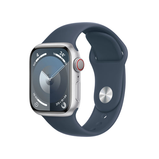 Apple Watch Series 9 Mrhv3ql/a 41mm Silver Aluminium Case With Storm Blue Sport Band S/m Cellul - 1