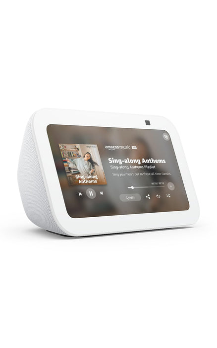Amazon Echo Show H97N6S 5.5-Inch Smart Display with Alexa Voice Control, 2MP Camera, WiFi & Bluetooth Connectivity (Glacier White) - New