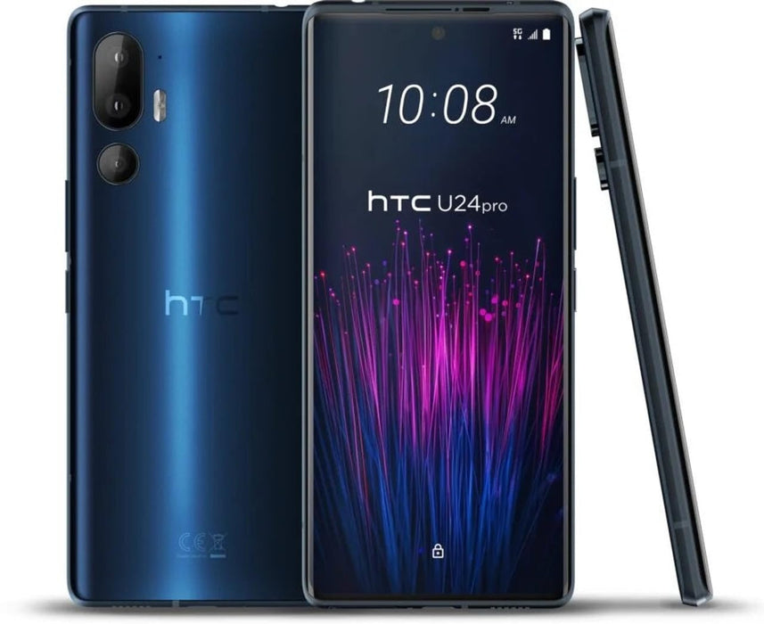 HTC U24 Pro 5G GSM Unlocked Smartphone, 12GB+256GB, 6.8" 120Hz OLED Display, 50+8+50MP Cameras, 4600mAh, Wireless Charging - Blue - New