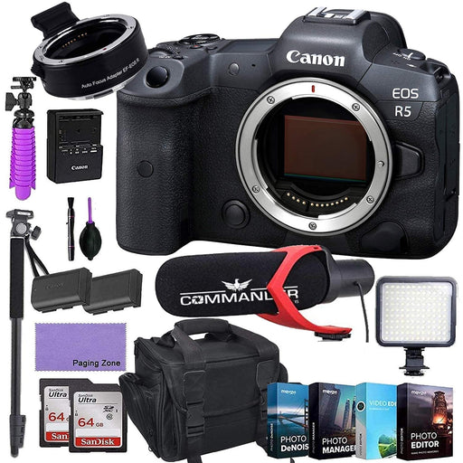 Canon EOS R5 Mirrorless Camera Body 45MP Full-Frame Sensor 8K Video Recording with R Mount Adapter (Black) - New