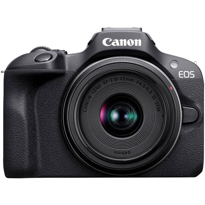 Canon EOS R100 Mirrorless Camera Kit with RF-S 18-45mm f/4.5-6.3 IS STM and EF 75-300mm f/4-5.6 III Dual Lens Bundle, 24.1MP APS-C Sensor, 4K Video, DIGIC 8 Processor (Black) - New