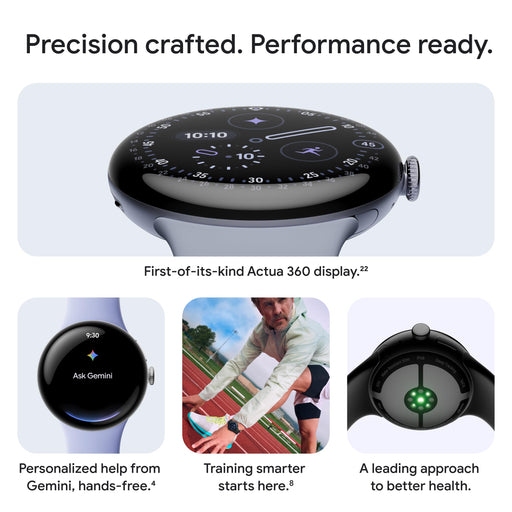 Google Pixel Watch 4 GA09958-US Smartwatch 41mm Actua 360 Display Dual-Frequency GPS Gemini AI WiFi (Matte Black Case, Obsidian Band) - New - matte black obsidian