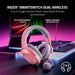 Razer Barracuda X Wireless Gaming Headset with 40mm Drivers, 50Hr Battery, Bluetooth & 2.4GHz, Multi-Platform (Quartz Pink) - New