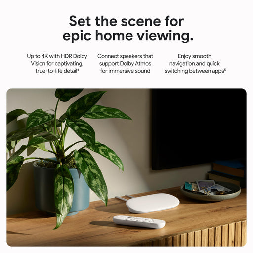 Google TV Streamer (4K) GA05662 4K HDR Streaming Media Player with Voice Remote & 32GB Storage for HDMI TVs (Porcelain) - New