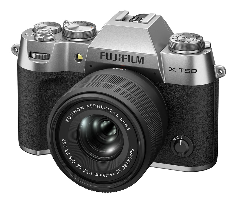 Fujifilm X-T50 Mirrorless Digital Camera XC15-45mmF3.5-5.6 OIS PZ Lens Kit - Silver - Used (Like New) - charcoal silver