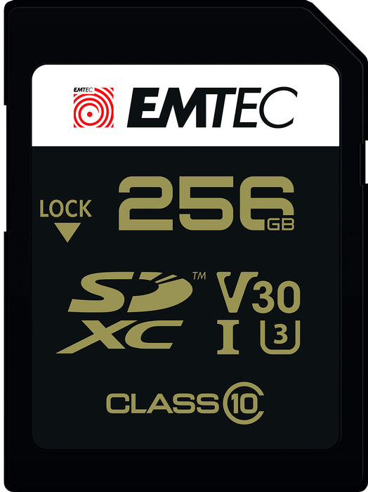 EMTEC ECMSDGXC10SP SDXC Flash Memory Card 256GB UHS-I U3 V30 Class 10 85MB/s Write for 4K Video Recording (Multicolour) - New