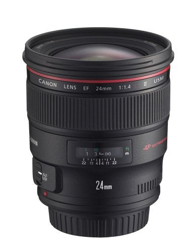 Canon EF 24mm f/1.4L II USM Autofocus Lens Wide-Angle Prime 77mm Filter Thread for EOS DSLR Cameras (Black) - New