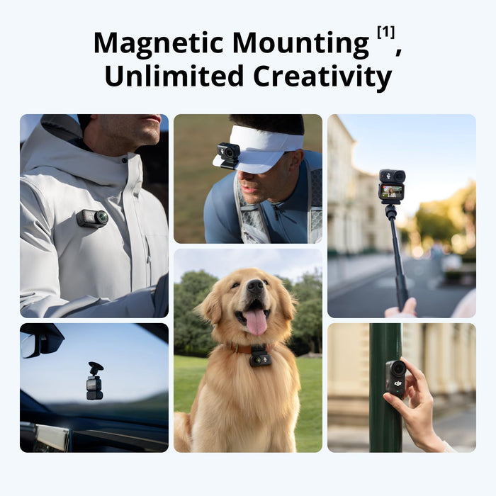 DJI Osmo Nano OW001 Action Video Camera 4K/60fps 1/1.3" CMOS Sensor 128GB Built-In Storage 143° Ultra-Wide Magnetic Mount 10m Waterproof (Black) - New