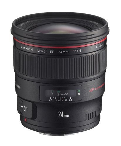 Canon EF 24mm f/1.4L II USM Autofocus Lens Wide-Angle Prime 77mm Filter Thread for EOS DSLR Cameras (Black) - New
