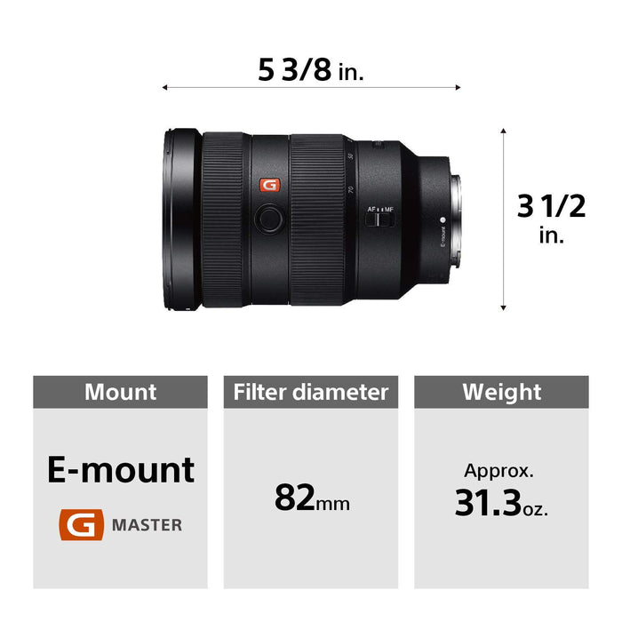 Sony SEL2470GM FE 24-70mm f/2.8 GM Standard Zoom Lens for E-Mount Full Frame Mirrorless Cameras (Black) - New