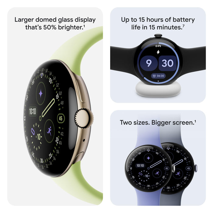 Google Pixel Watch 4 GA09958-US Smartwatch 41mm Actua 360 Display Dual-Frequency GPS Gemini AI WiFi (Matte Black Case, Obsidian Band) - New - matte black obsidian