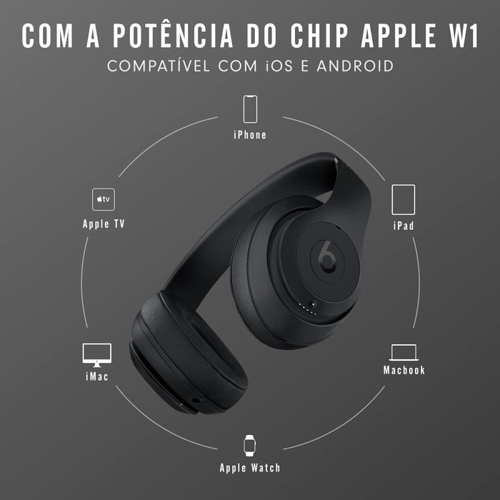 Beats Studio 3 MX3X2LL/A Wireless Over-Ear Noise Cancelling Headphones with W1 Chip, 22-Hour Battery, iOS & Android Compatible (Matte Black) - New