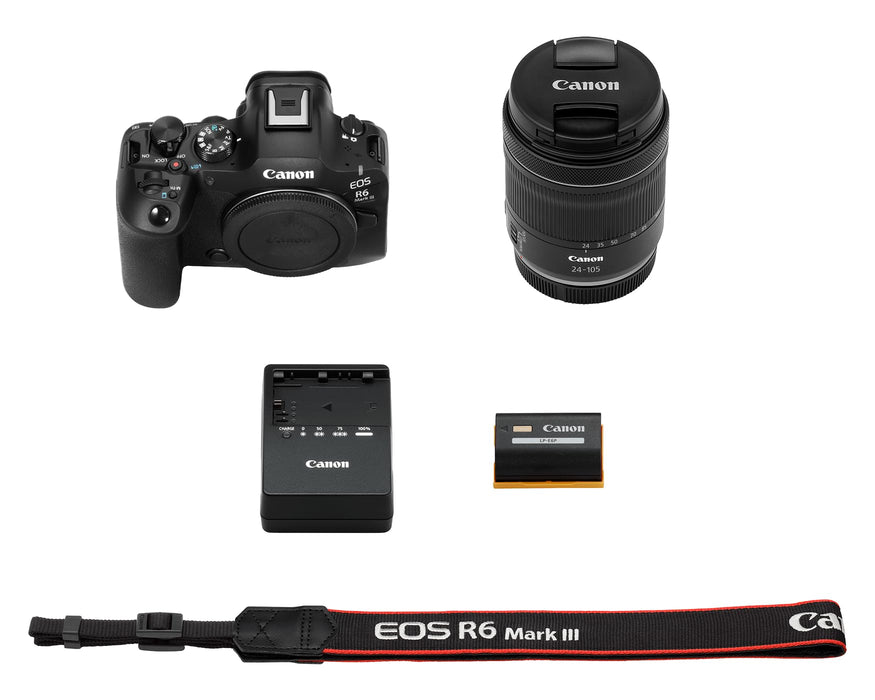 Canon EOS R6 Mark III Full-Frame Mirrorless Camera with RF 24-105mm F/4-7.1 IS STM Lens Kit, 32.5MP Sensor, 40fps Burst, 8.5-Stop IBIS (Black) - New