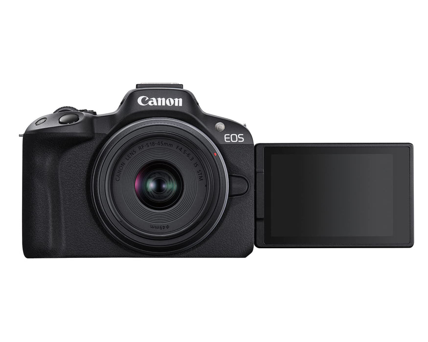 Canon EOS R50 Mirrorless Camera with RF-S18-45mm F4.5-6.3 IS STM & RF-S55-210mm F5-7.1 IS STM Lenses, 24.2 Megapixel CMOS APS-C Sensor, 4K Video, Vlogging Camera (Black) - New