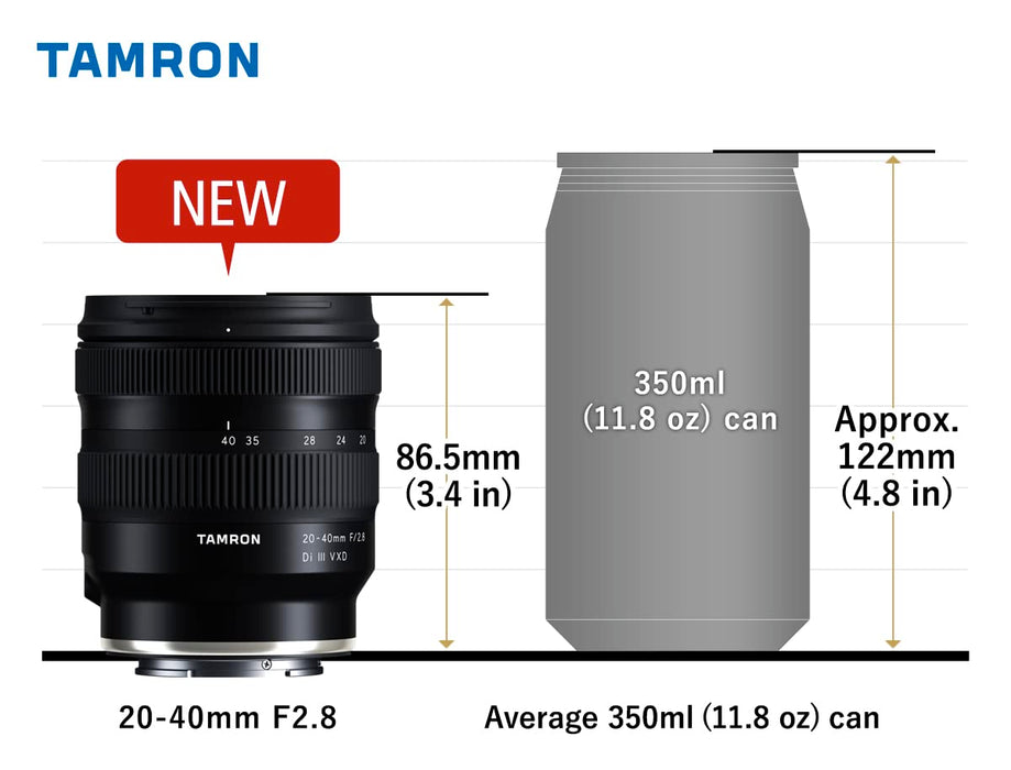 Tamron 20-40mm f/2.8 Di III VXD Lens for Sony E-Mount Full Frame Mirrorless Cameras | 67mm Filter | VXD Autofocus (Black) - New