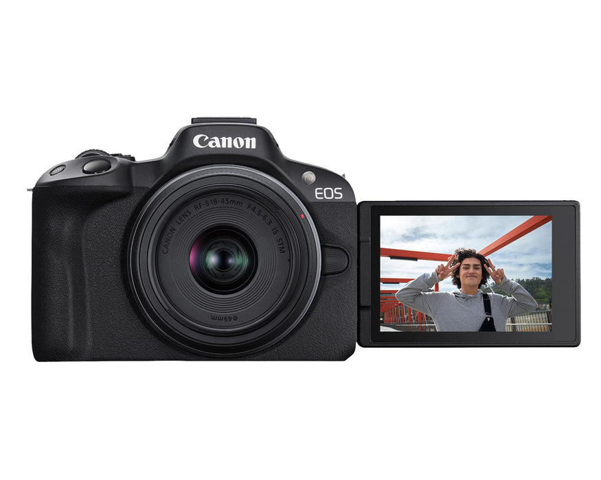 Canon EOS R50 Mirrorless Camera Dual Lens Kit 24.2MP APS-C Sensor 4K Video RF 18-45mm RF 55-210mm (White) - New